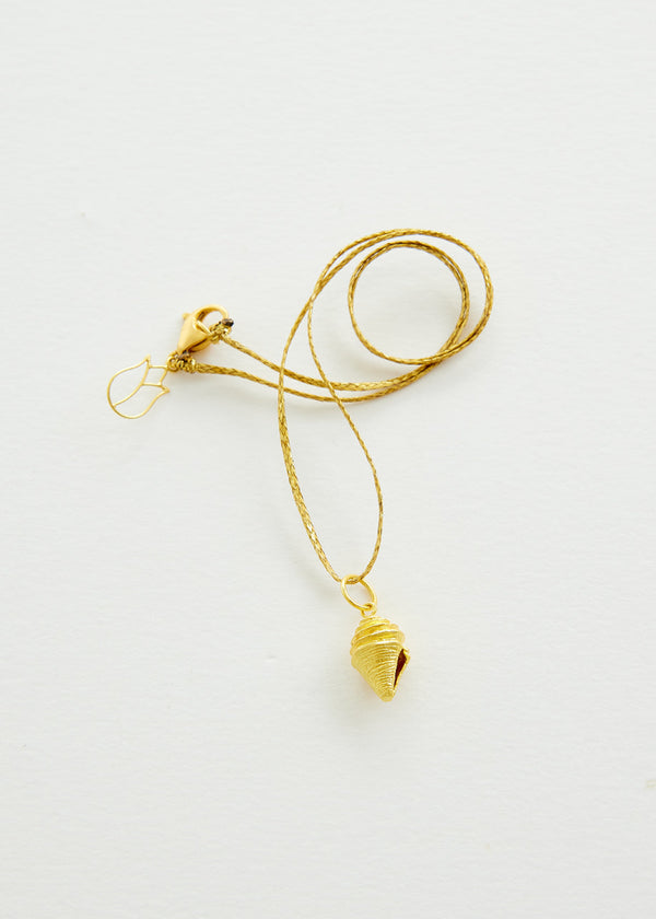 Pippa Small 18kt Gold PSTM Myanmar Seashell Pendant On Cord