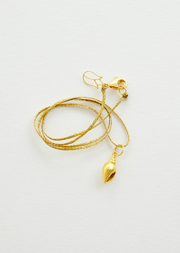 Pippa Small 18kt Gold PSTM Myanmar Shell Pendant On Cord