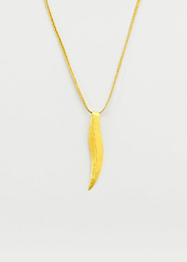 pippa small 18kt Gold PSTM Myanmar Single Palm Leaf Pendant on Cord