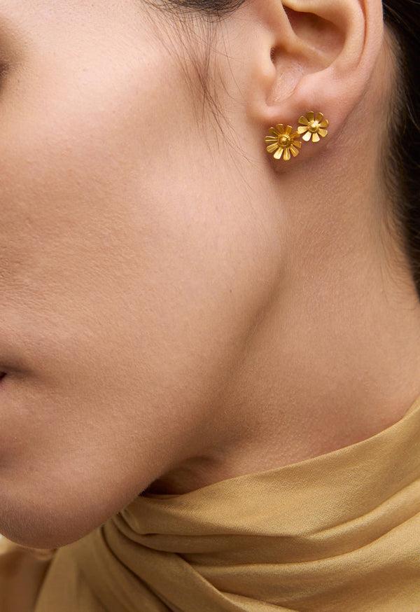 Pippa Small 18kt Gold PSTM Myanmar Small Sunflower Studs