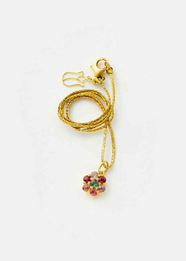Pippa Small 18kt Gold PSTM Myanmar Spinel Flower Amulet On Cord