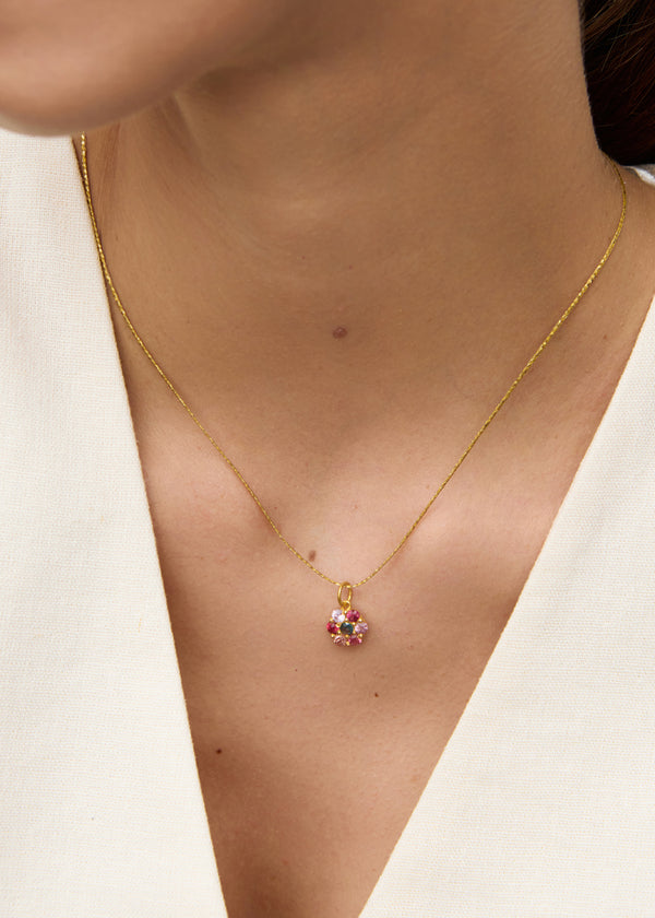 Pippa Small 18kt Gold PSTM Myanmar Spinel Flower Amulet On Cord