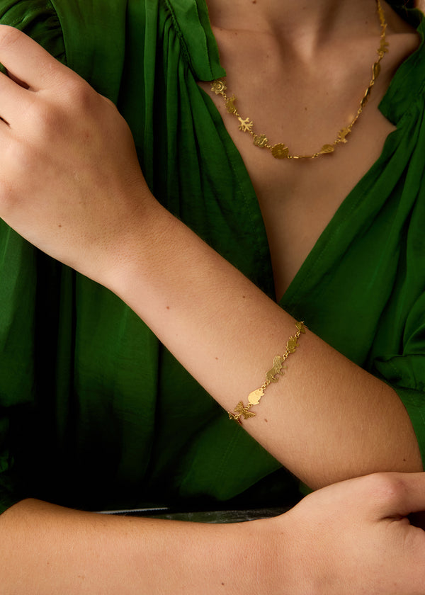 Pippa Small 18kt Gold PSTM Myanmar Tender Greens Animal Bracelet