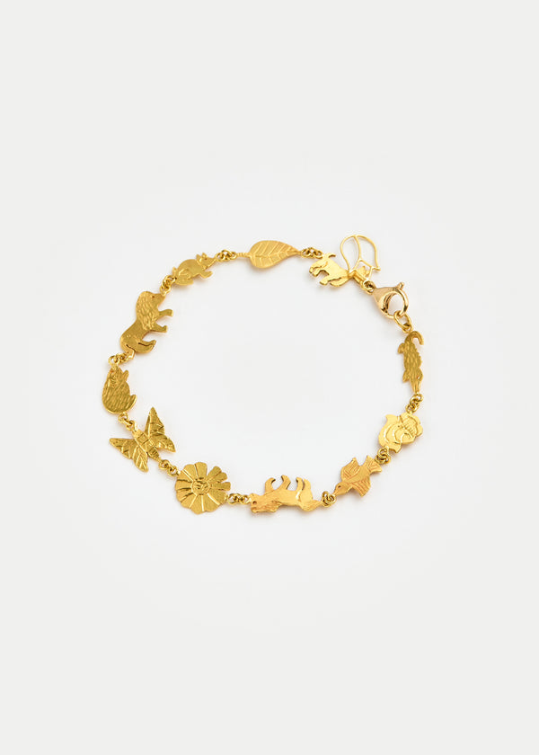 pippa small 18kt Gold PSTM Myanmar Tender Greens Animal Bracelet