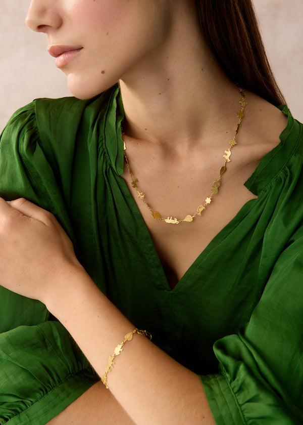 Pippa Small 18kt Gold PSTM Myanmar Tender Greens Animal Necklace