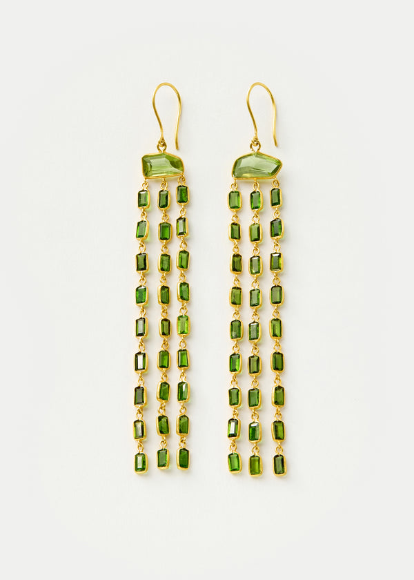 Pippa Small 18kt Gold PSTM Myanmar Tender Greens Peridot & Diopside Cascading Earrings
