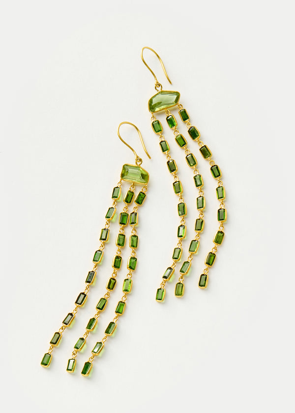 pippa small 18kt Gold PSTM Myanmar Tender Greens Peridot & Diopside Cascading Earrings