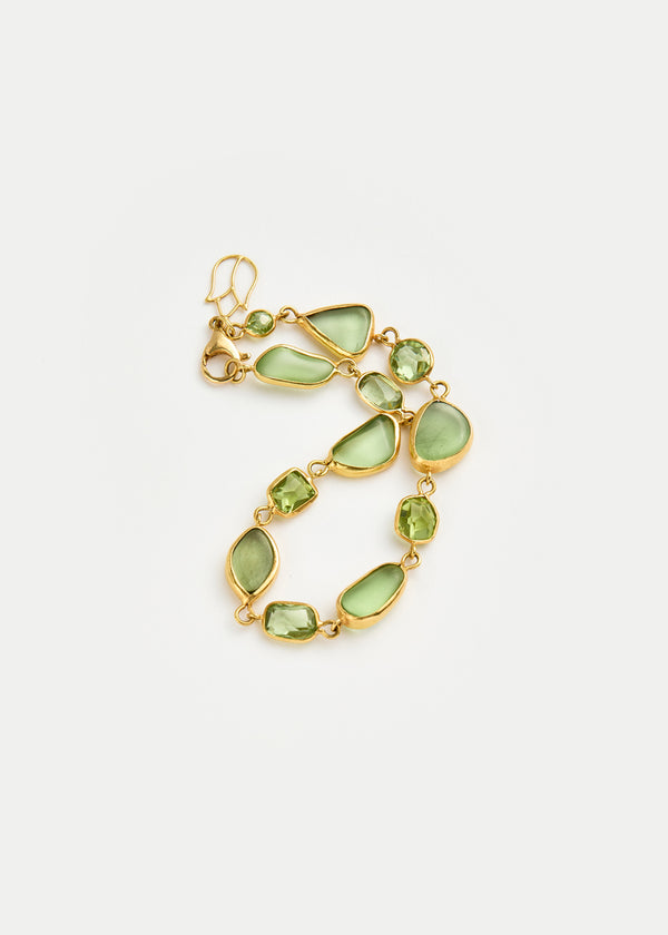Pippa Small 18kt Gold PSTM Myanmar Tender Greens Peridot Full Stone Bracelet