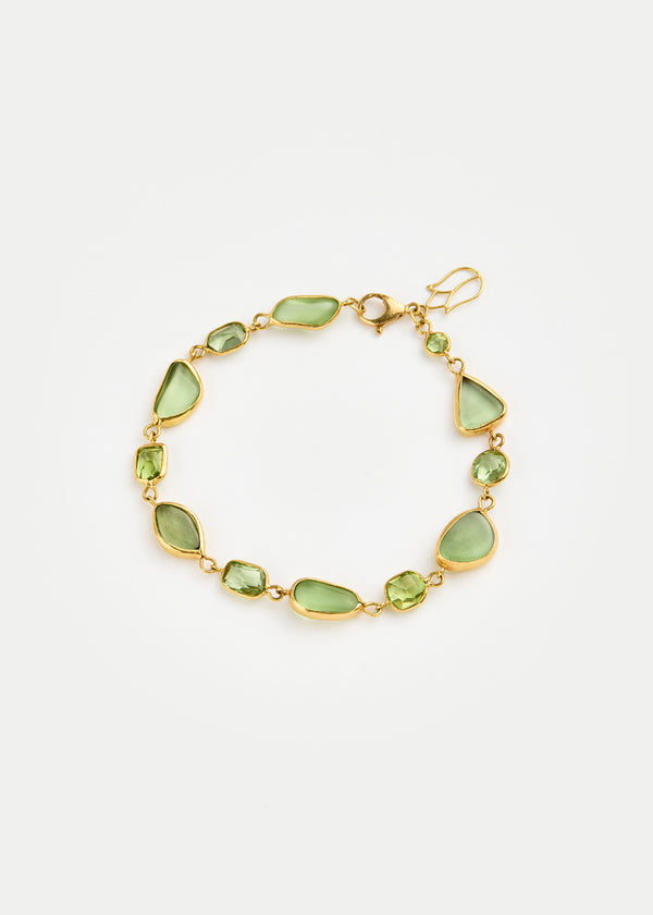 pippa small 18kt Gold PSTM Myanmar Tender Greens Peridot Full Stone Bracelet