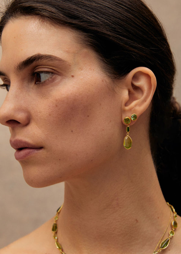 Pippa Small 18kt Gold PSTM Myanmar Tender Greens Peridot Studs