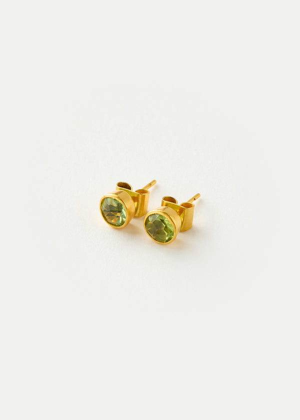 pippa small 18kt Gold PSTM Myanmar Tender Greens Peridot Studs