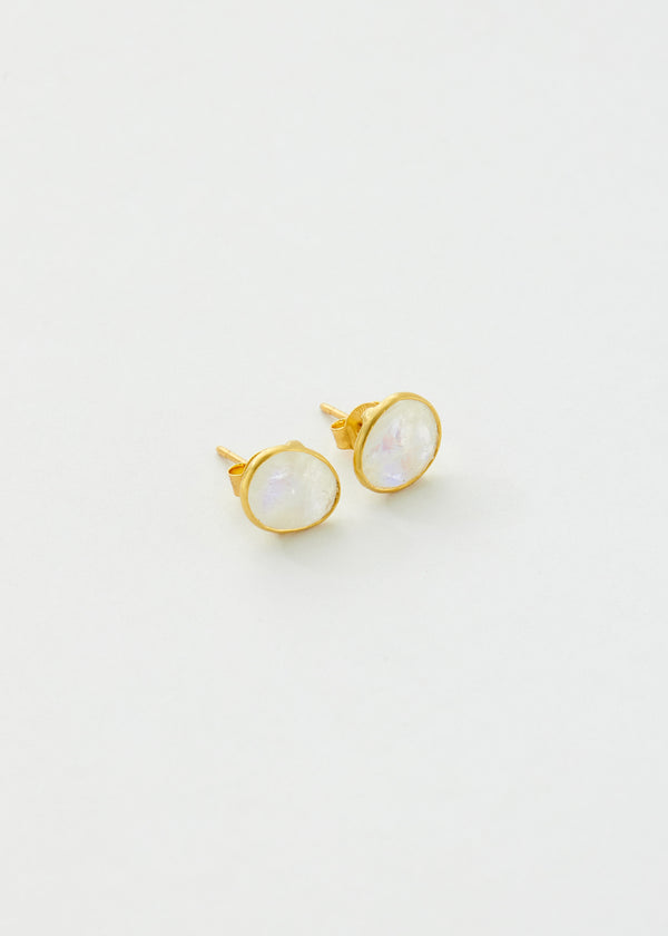 pippa small 18kt Gold Rainbow Moonstone Classic Studs