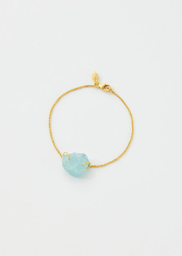 Pippa Small 18kt Gold Rough Aquamarine Metamorphic Single Stone Bracelet