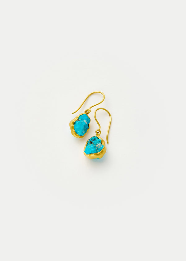 pippa small 18kt Gold Rough Turquoise Single Drop Earrings
