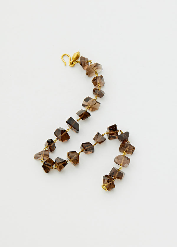 Pippa Small 18kt Gold Smokey Quartz Drill & Loop Bracelet