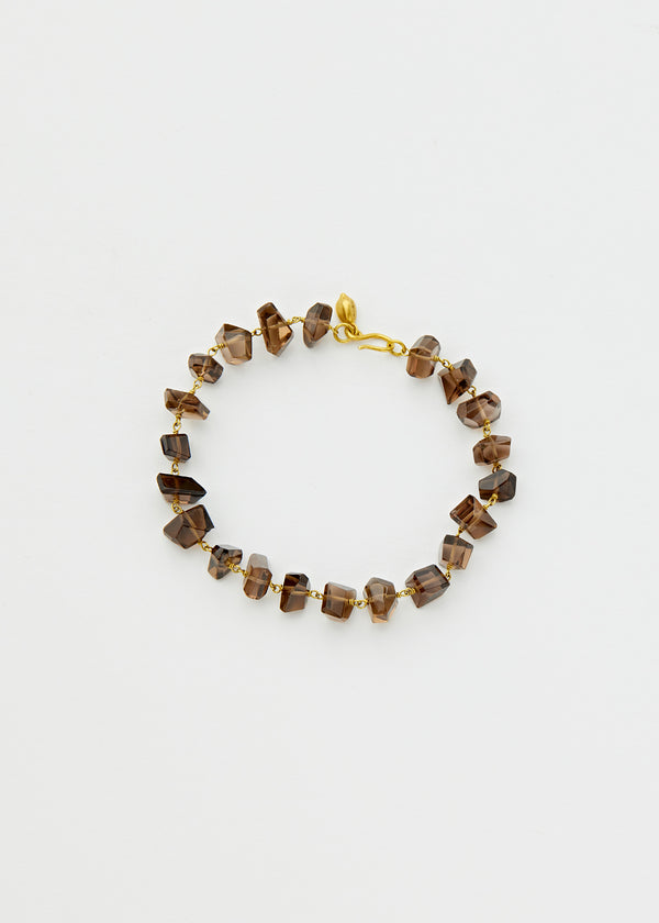pippa small 18kt Gold Smokey Quartz Drill & Loop Bracelet