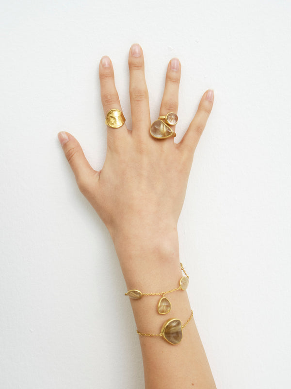 Pippa Small 18kt Gold Sun's Rays Rutilated Quartz Five Stone Bracelet
