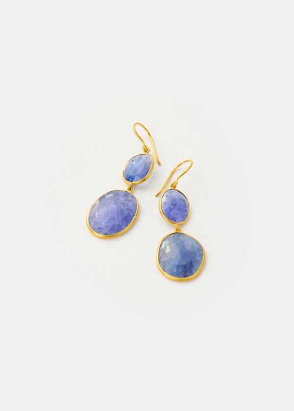 Pippa Small 18kt Gold Tanzanite Double Drop Earrings