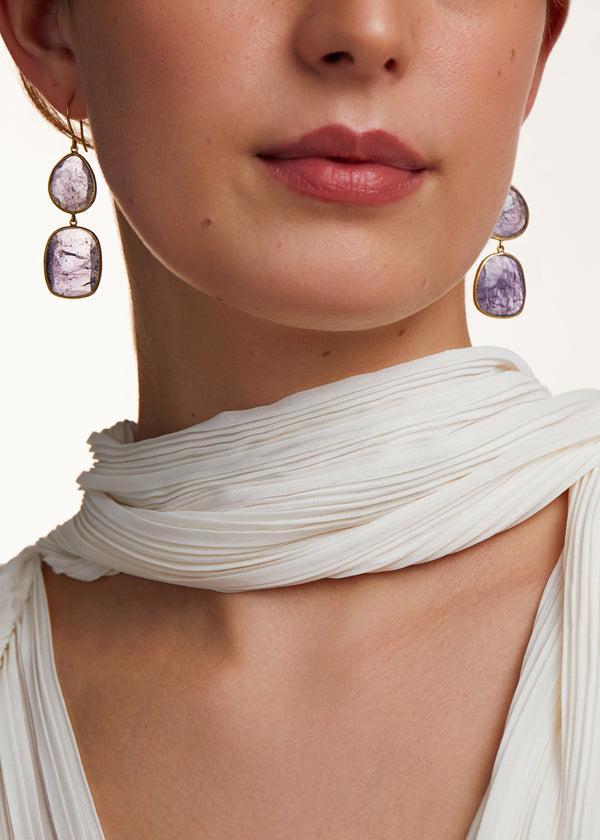 Pippa Small 18kt Gold Tanzanite Double Drop Earrings