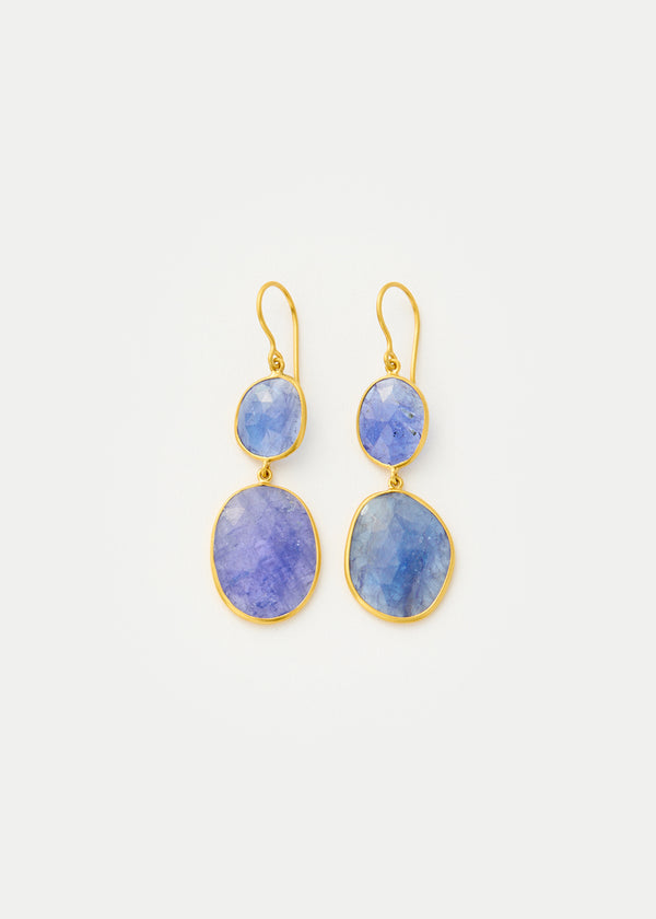 pippa small 18kt Gold Tanzanite Double Drop Earrings