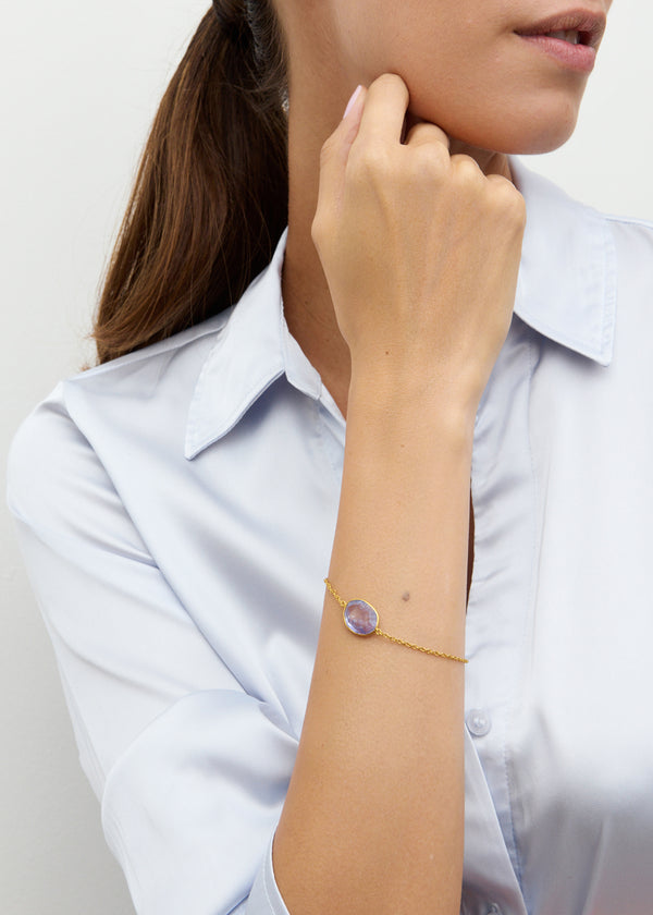 Pippa Small 18kt Gold Tanzanite Single Stone Bracelet