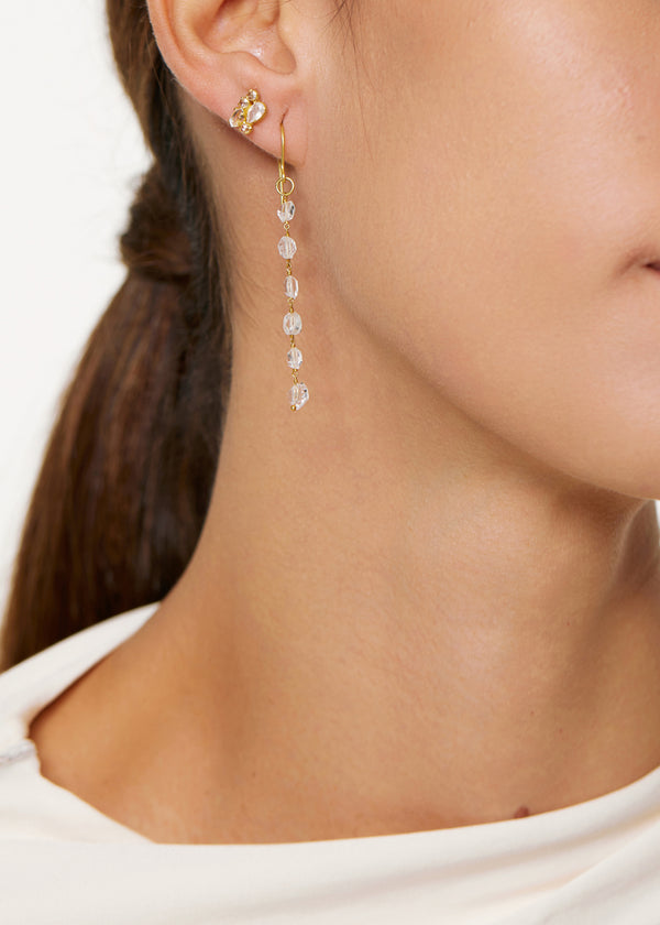 Pippa Small 18kt Gold Theia Herkimer Single Line Earrings