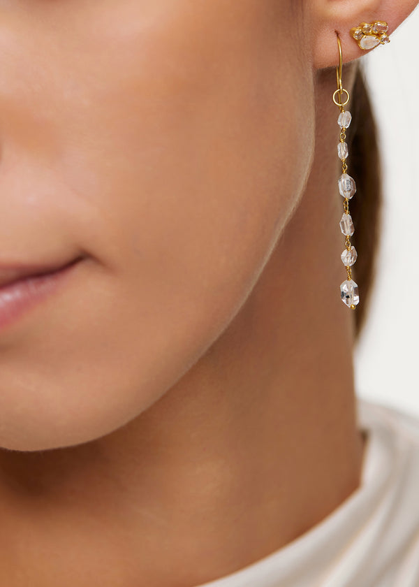 Pippa Small 18kt Gold Theia Herkimer Single Line Earrings