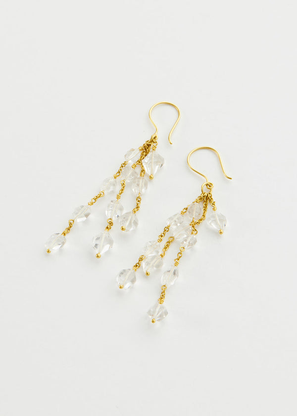 Pippa Small 18kt Gold Theia Herkimer Triple Line Earrings