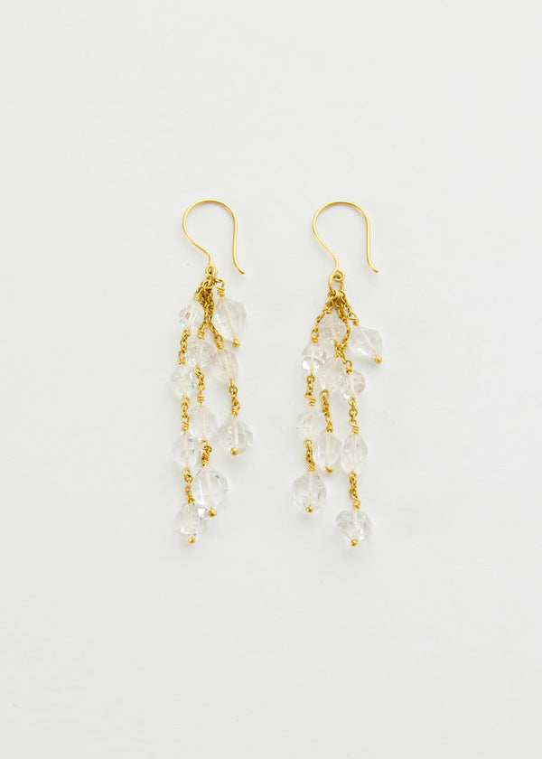 pippa small 18kt Gold Theia Herkimer Triple Line Earrings