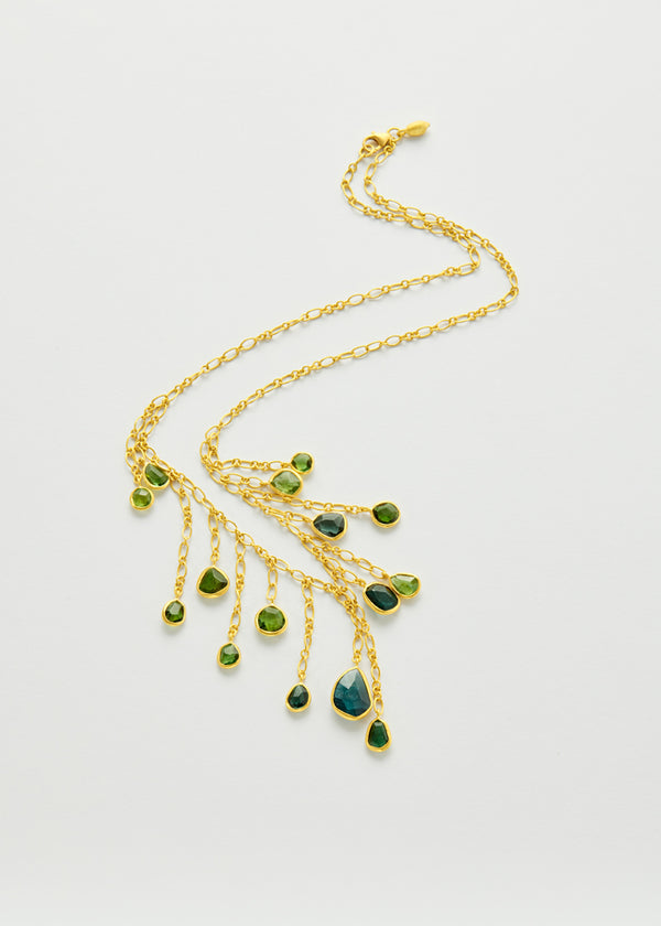 Pippa Small 18kt Gold Tourmaline Gaia Multi Drop Necklace