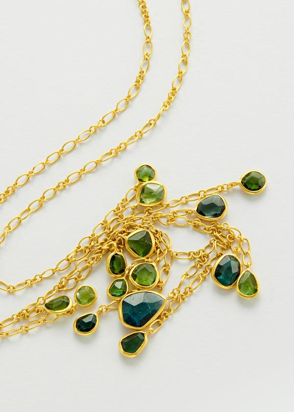 Pippa Small 18kt Gold Tourmaline Gaia Multi Drop Necklace