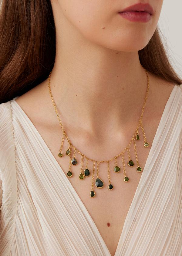 Pippa Small 18kt Gold Tourmaline Gaia Multi Drop Necklace