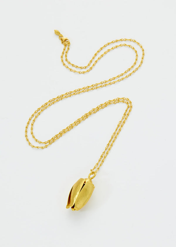 Pippa Small 18kt Gold Tulip Opening Closing Flower Peridot Necklace