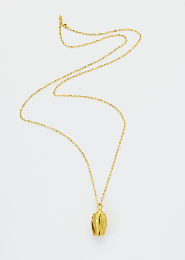 Pippa Small 18kt Gold Tulip Opening Closing Flower Peridot Necklace