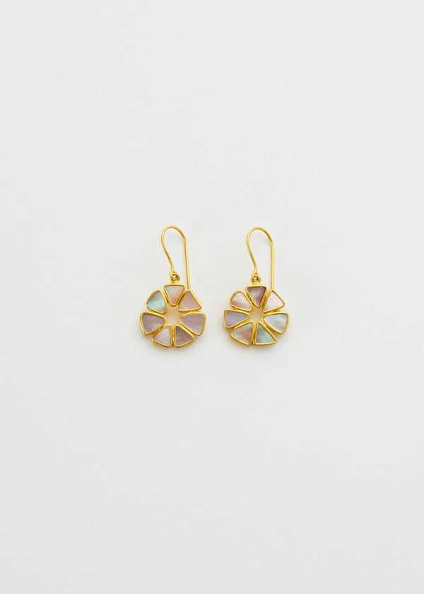 pippa small 18kt Gold Venus Abalone Shell Single Drop Round Earrings