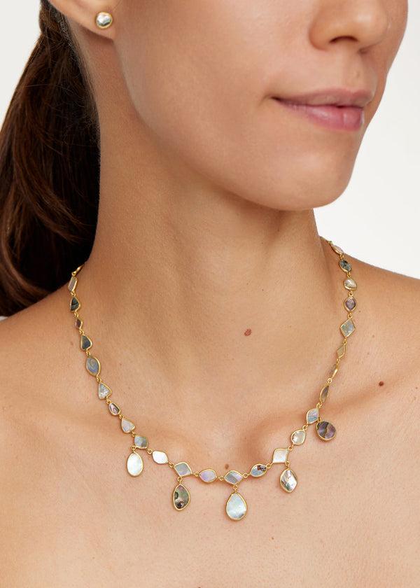 Pippa Small 18kt Gold Venus Full Stone Abalone Shell Necklace