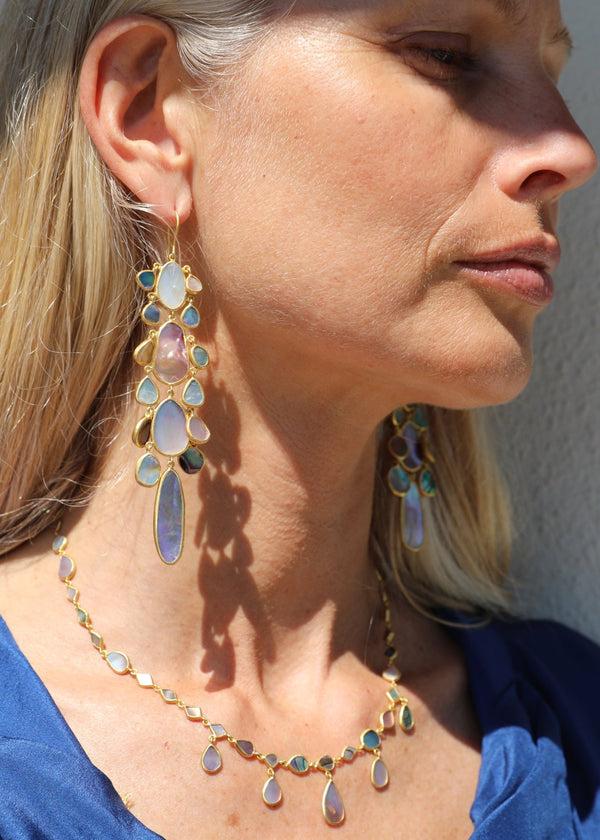 Pippa Small 18kt Gold Venus Full Stone Abalone Shell Necklace