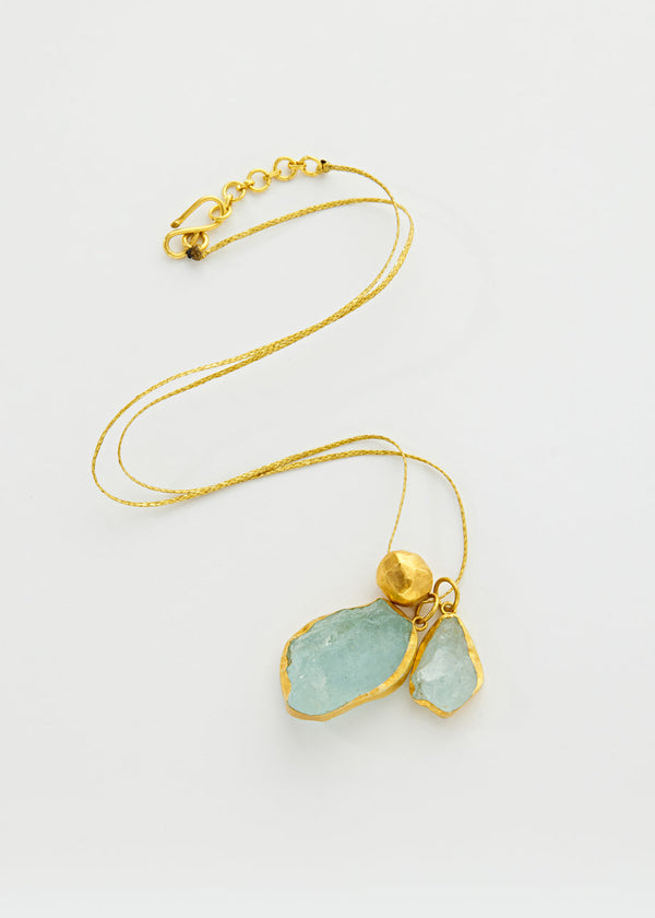 Pippa Small 18kt Gold Vermeil Afghanistan Zindagi Now Aquamarine Pendant On Cord