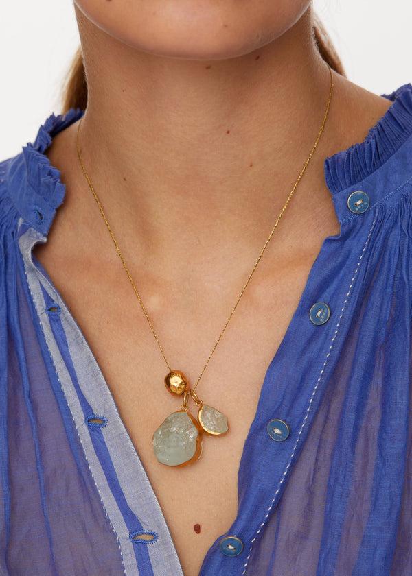 Pippa Small 18kt Gold Vermeil Afghanistan Zindagi Now Aquamarine Pendant On Cord