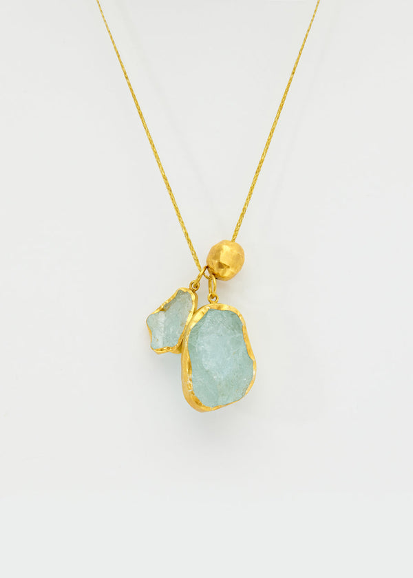 pippa small 18kt Gold Vermeil Afghanistan Zindagi Now Aquamarine Pendant on Cord