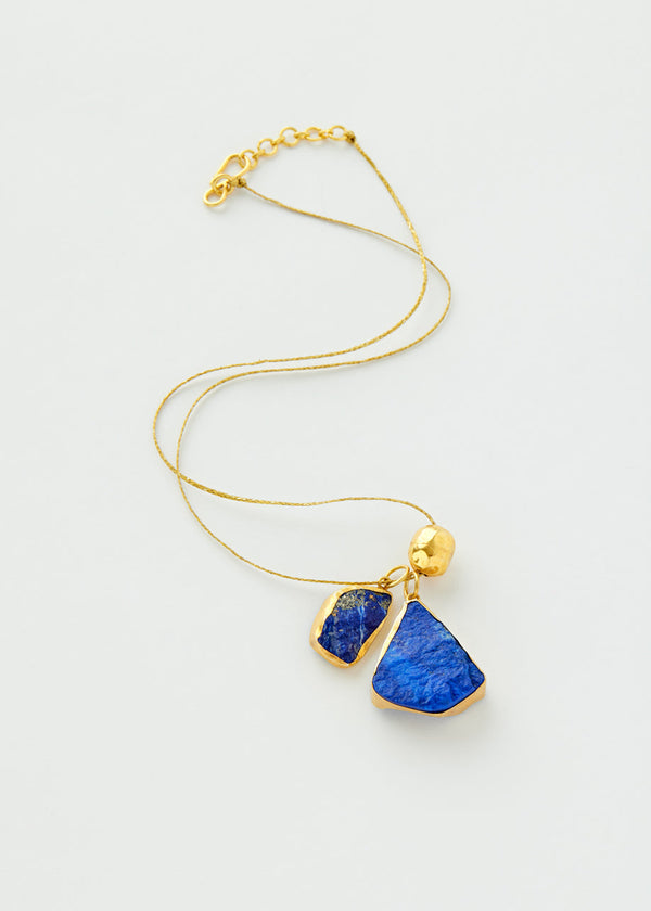 Pippa Small 18kt Gold Vermeil Afghanistan Zindagi Now Lapis Pendant On Cord