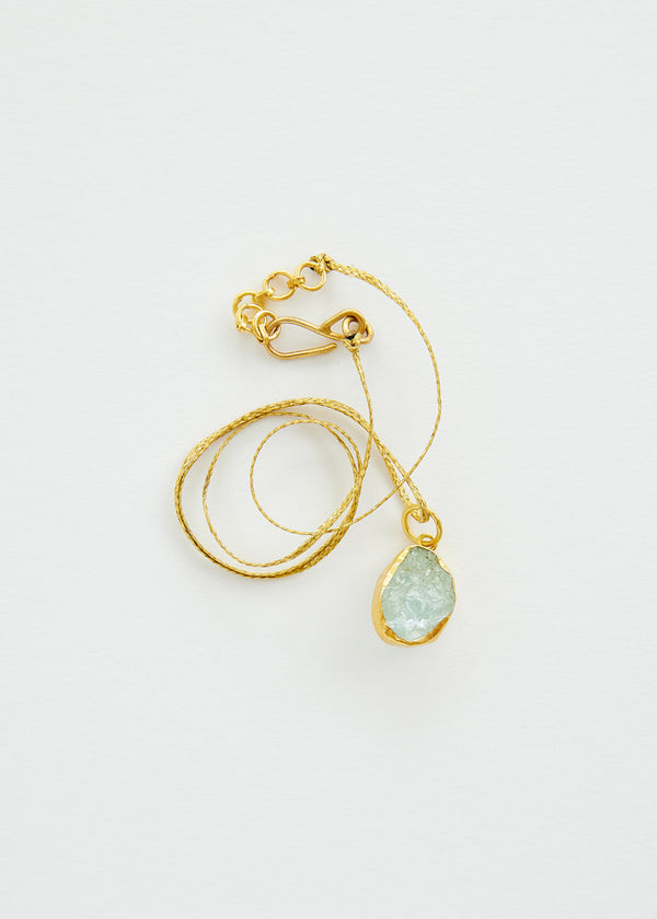 Pippa Small 18kt Gold Vermeil Afghanistan Zindagi Now Single Small Aquamarine Pendant On Cord
