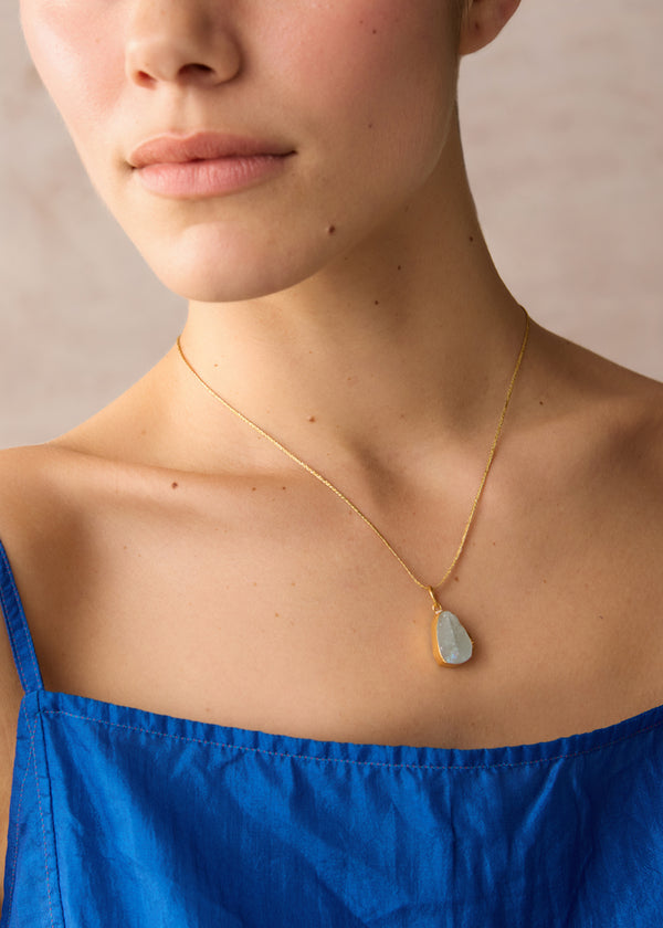 Pippa Small 18kt Gold Vermeil Afghanistan Zindagi Now Single Small Aquamarine Pendant On Cord