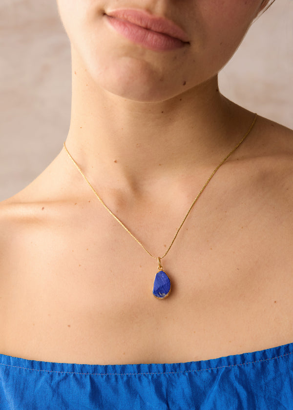 Pippa Small 18kt Gold Vermeil Afghanistan Zindagi Now Single Small Lapis Pendant On Cord