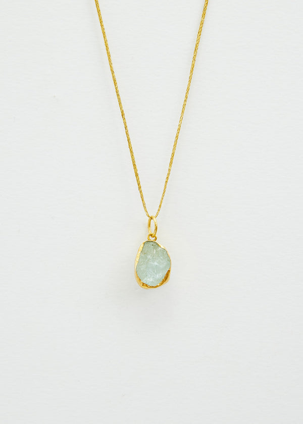 pippa small 18kt Gold Vermeil Afghanistan Zindagi Now Single Small Aquamarine Pendant on Cord