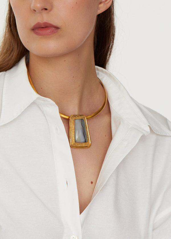 Pippa Small 18kt Gold Vermeil PSTM Afghanistan Agate Monisa Choker Necklace