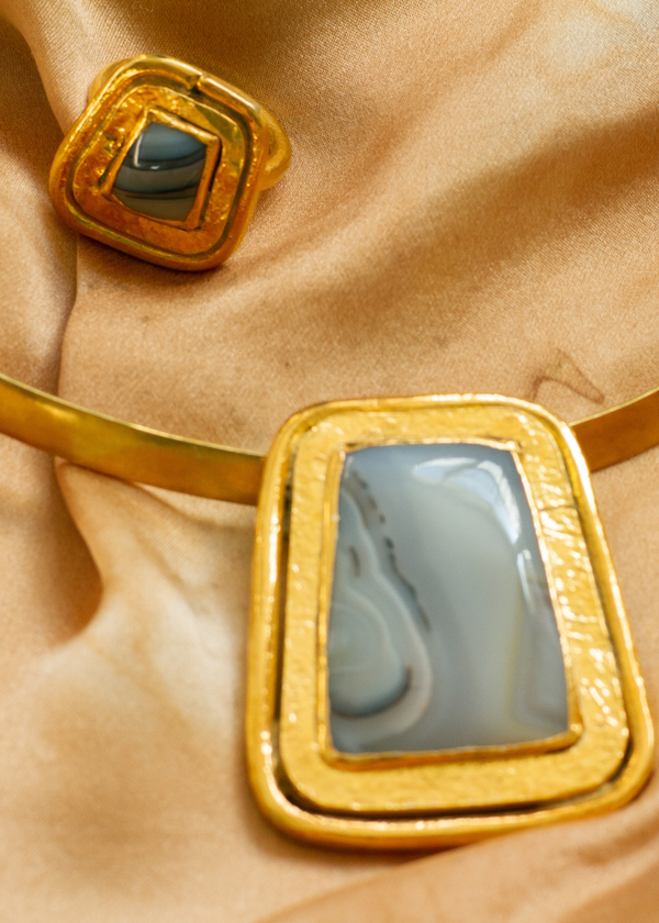 Pippa Small 18kt Gold Vermeil PSTM Afghanistan Agate Monisa Choker Necklace