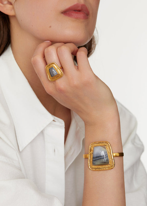 Pippa Small 18kt Gold Vermeil PSTM Afghanistan Agate Monisa Cuff