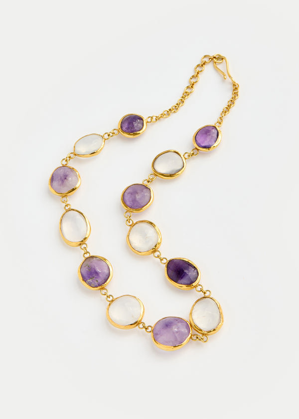 Pippa Small 18kt Gold Vermeil PSTM Afghanistan Amethyst & Rose Quartz Necklace