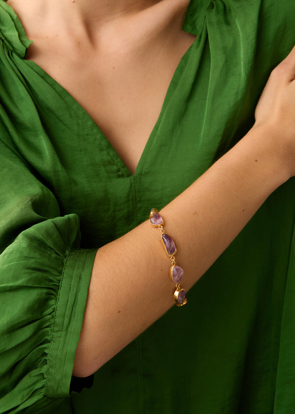 Pippa Small 18kt Gold Vermeil PSTM Afghanistan Amethyst Seena Bracelet